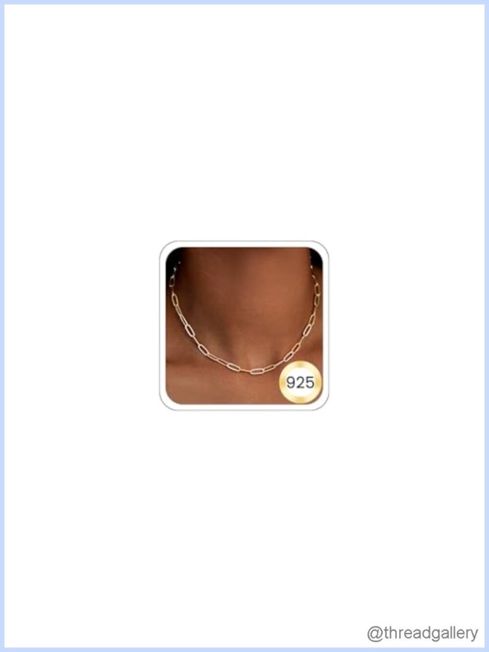 925 Sterling Silver Paperclip Necklace 14K Gold Plated 3mm Chain 22 Inch